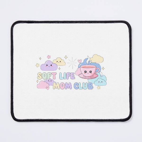 Item preview, Cute Kawaii Pastel Soft Life Mom Club With Pastel Clouds And A Warm Cup Of Tea designed and sold by Tiny Zoom.