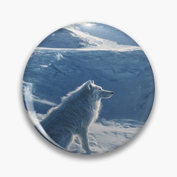 Item preview, Majestic White Wolf Snowy Mountain Winter Scene designed and sold by NicolasGlowArt.