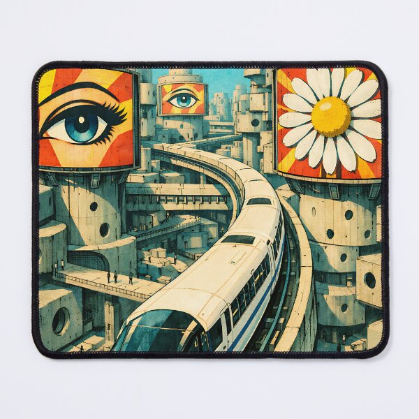 Item preview, Monorail Through the Megastructure - 60s Retrofuturism designed and sold by bapupa.