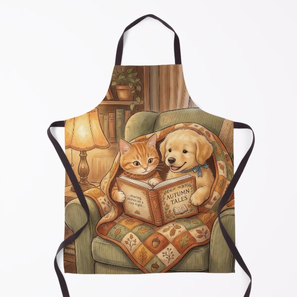 Item preview, Cozy Autumn Reading – Cute Dog and Cat Fall Storytime Illustration designed and sold by Furfolkz.