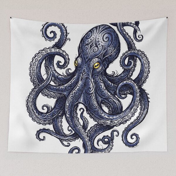 Item preview, Ornate Octopus Ink Illustration - Detailed Nautical Sea Creature Mandala Design for Apparel and Decor designed and sold by seven things shop.