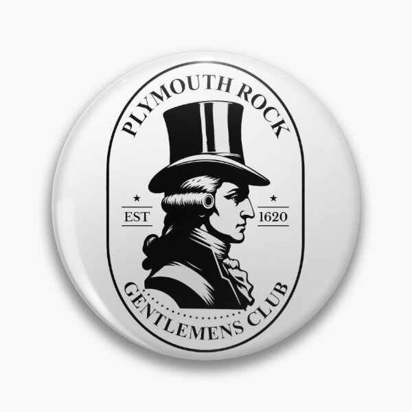 Item preview, Plymouth Rock Gentlemen's Club Est 1620 Sticker - Vintage Colonial Logo, Founding Fathers Wig Top Hat designed and sold by octozap.