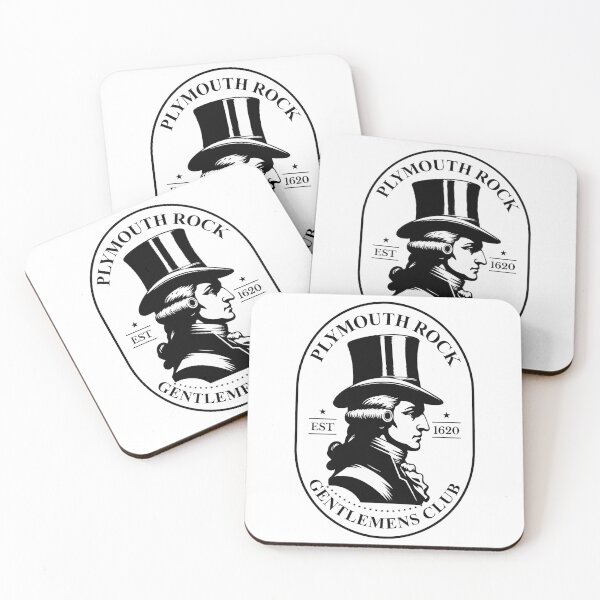 Item preview, Plymouth Rock Gentlemen's Club Est 1620 Sticker - Vintage Colonial Logo, Founding Fathers Wig Top Hat designed and sold by octozap.