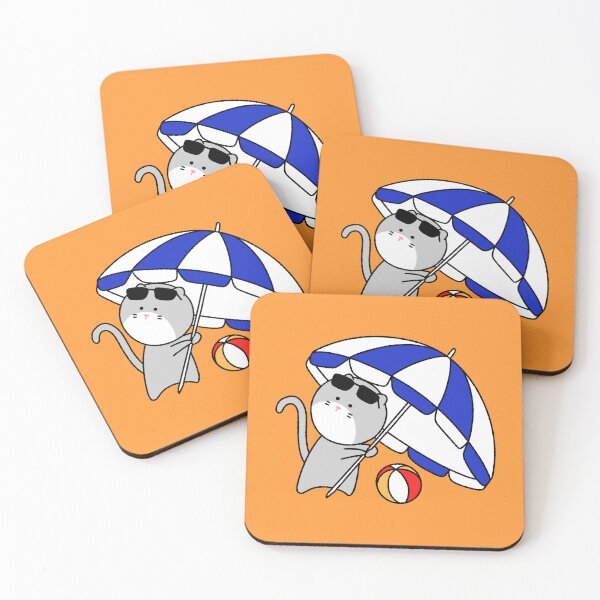 Item preview, Cool Summer Cat with Parasol and Beach Ball designed and sold by ubborn.
