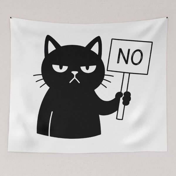 Item preview, Cat Lady Minimalist Funny Black Cat Says NO Veto designed and sold by ArtivioShop.