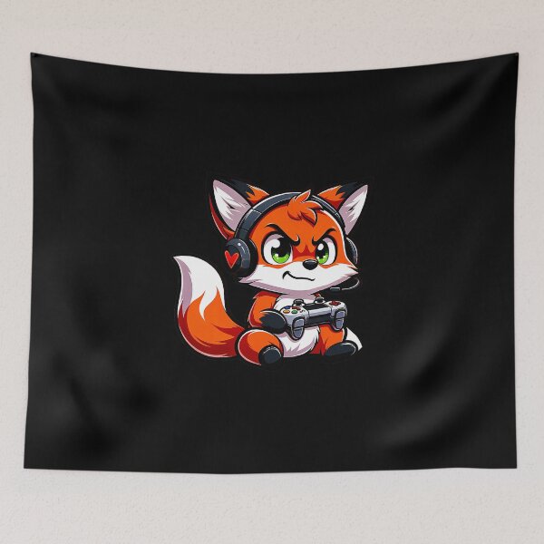 Item preview, Cute Fox Gamer Cartoon Headset Gaming Character designed and sold by FGTV2021.