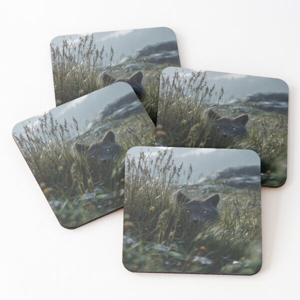 Item preview, Majestic Wolf Peeking Through Grass Mountain View designed and sold by NicolasGlowArt.