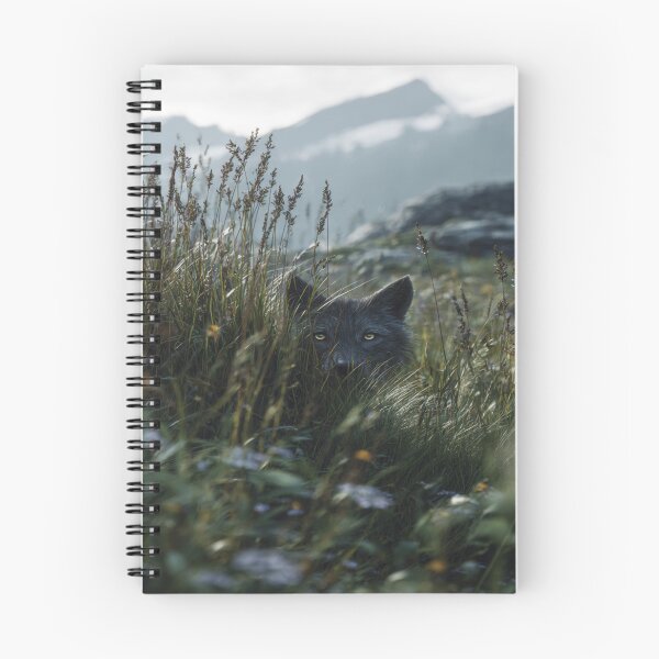 Item preview, Majestic Wolf Peeking Through Grass Mountain View designed and sold by NicolasGlowArt.
