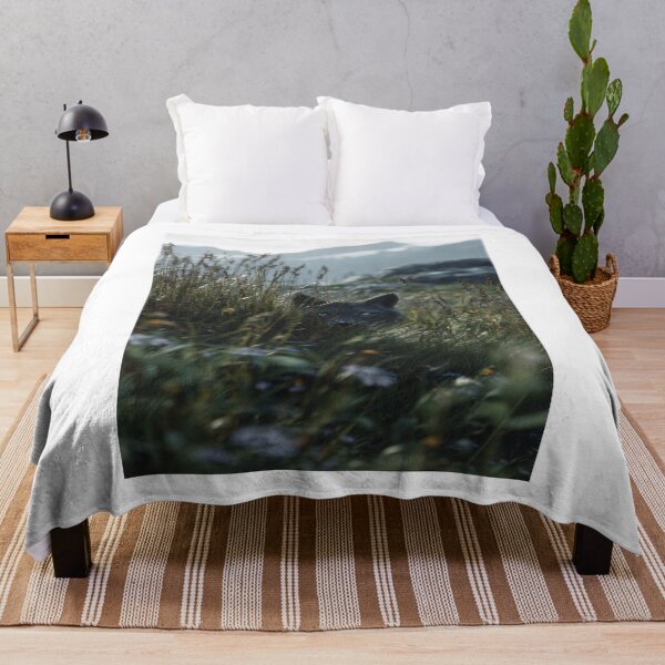 Item preview, Majestic Wolf Peeking Through Grass Mountain View designed and sold by NicolasGlowArt.