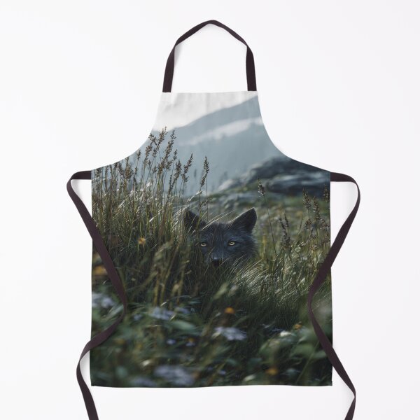 Item preview, Majestic Wolf Peeking Through Grass Mountain View designed and sold by NicolasGlowArt.