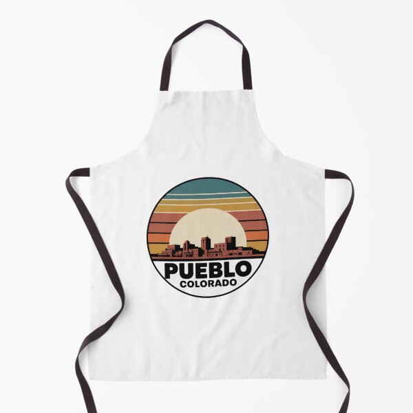 Item preview, Pueblo Colorado: Retro Teal Mustard Orange Sunset Skyline Badge designed and sold by CircinusStore.
