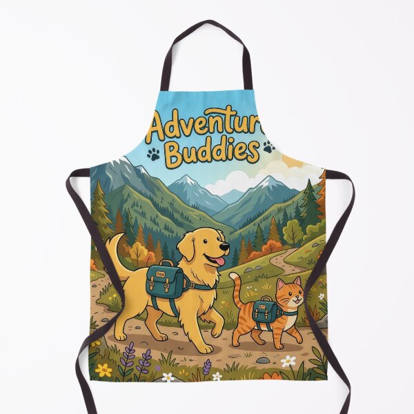 Item preview, Adventure Buddies – Cute Dog and Cat Hiking Cartoon Illustration designed and sold by Furfolkz.