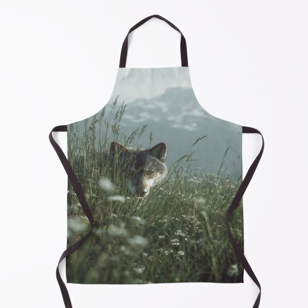 Item preview, Wild Wolf Peeking Through Grass Mountain Nature designed and sold by NicolasGlowArt.