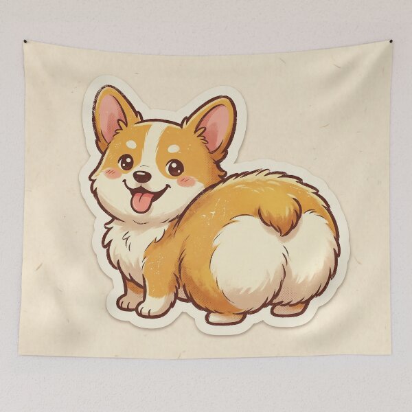 Item preview, Cute Corgi Puppy Cartoon – Adorable Smiling Dog Illustration designed and sold by Furfolkz.
