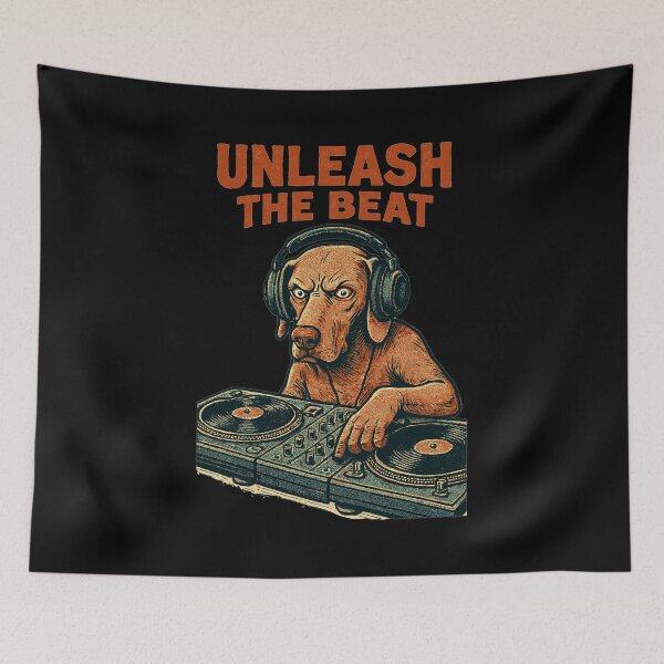 Item preview, Weimaraner DJ: Unleash the Beat – Retro Design designed and sold by Pineapple-Tree.