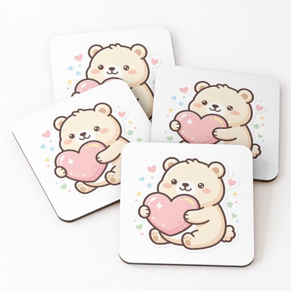 Item preview, Cute Kawaii Bear Holding Pink Heart designed and sold by StickCore.