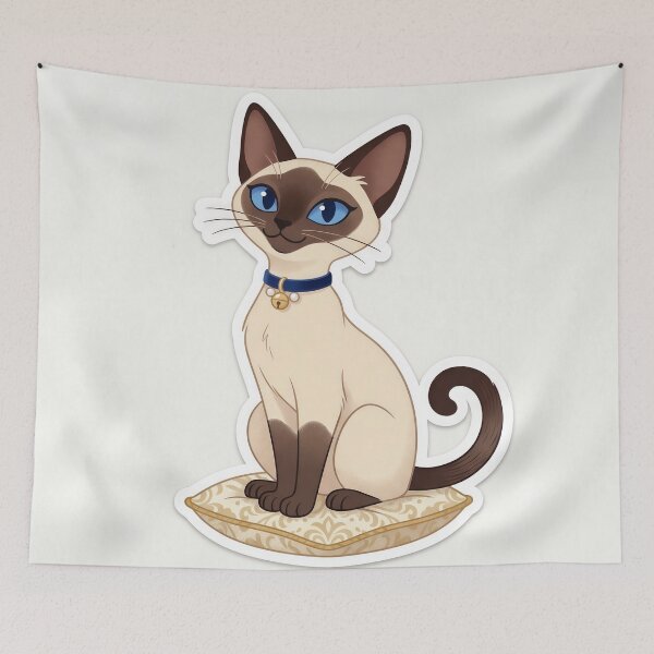 Item preview, Cute Siamese Cat Cartoon – Elegant Blue-Eyed Kitty Illustration designed and sold by Furfolkz.