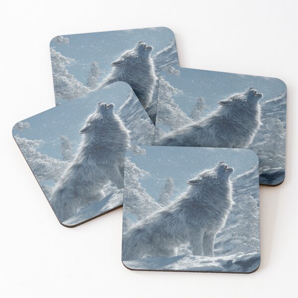 Item preview, Arctic Wolf Howling Snow Mountain Wilderness designed and sold by NicolasGlowArt.