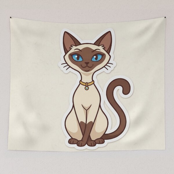 Item preview, Cute Siamese Cat Cartoon Sticker – Blue Eyed Elegant Kitty Illustration for Cat Lovers designed and sold by Furfolkz.