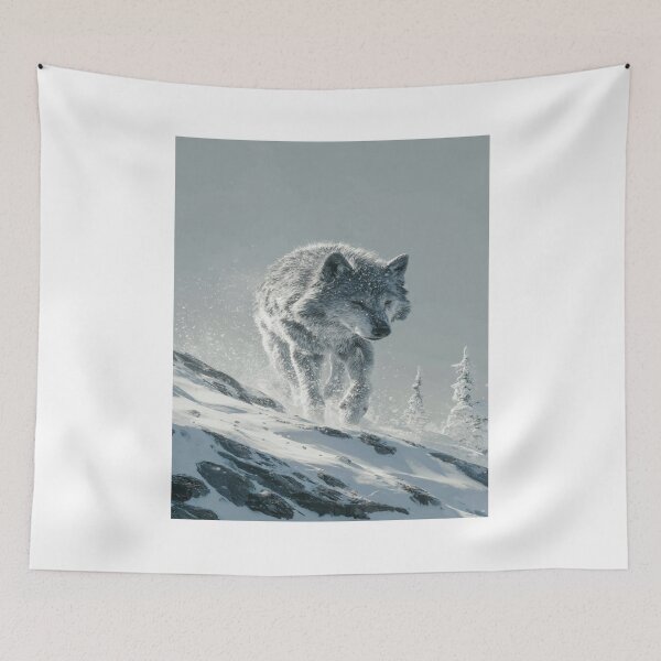Item preview, Majestic Wolf Winter Snow Wilderness Wildlife designed and sold by NicolasGlowArt.