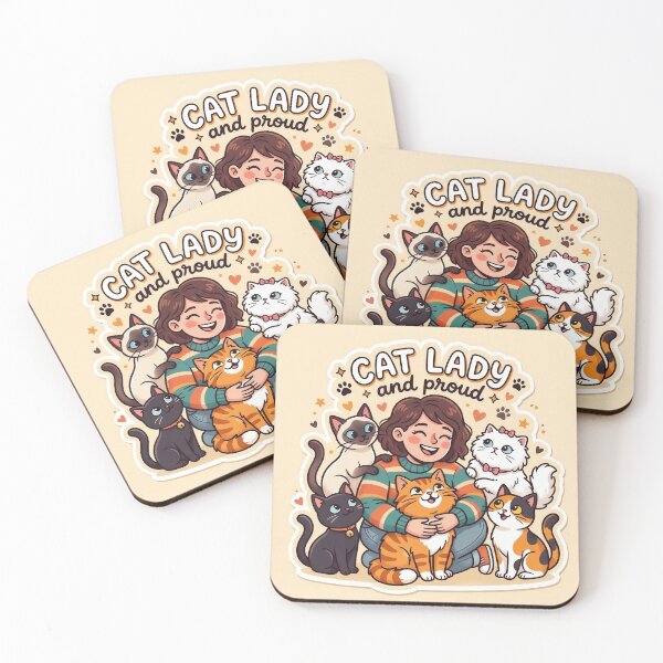 Item preview, Cat Lady and Proud – Cute Cat Lover Illustration with Adorable Kittens designed and sold by Furfolkz.