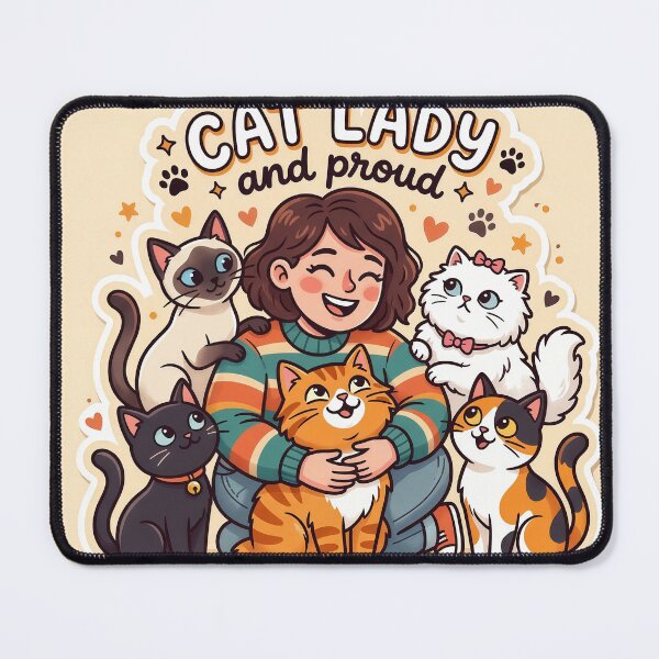 Item preview, Cat Lady and Proud – Cute Cat Lover Illustration with Adorable Kittens designed and sold by Furfolkz.