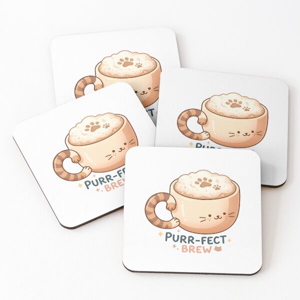 Item preview, Purr-fect brew, cute Cat face coffee cup aesthetic sticker designed and sold by AlanyaArtX.