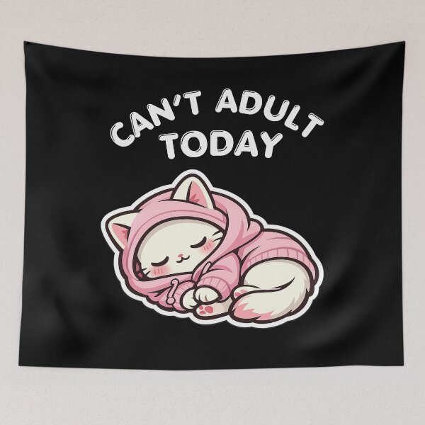 Item preview, Can’t Adult Today Lazy Kitty Aesthetic – Funny Introvert Mood, Antisocial Cozy Kitty Meme, Tired Hoodie Kitty Vibe designed and sold by Ladys-Gents.