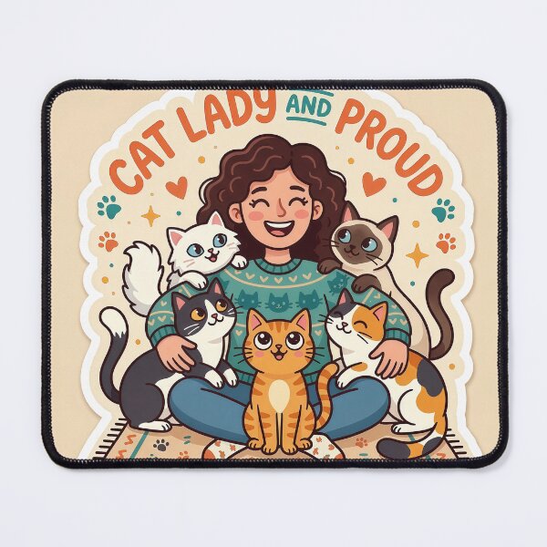 Item preview, Cat Lady and Proud – Cute Cat Mom Illustration with Adorable Kittens designed and sold by Furfolkz.