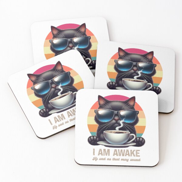Item preview, Funny Coffee Cat I Am Awake Meme Sleepy Humor Design designed and sold by MoodCatClubCo.