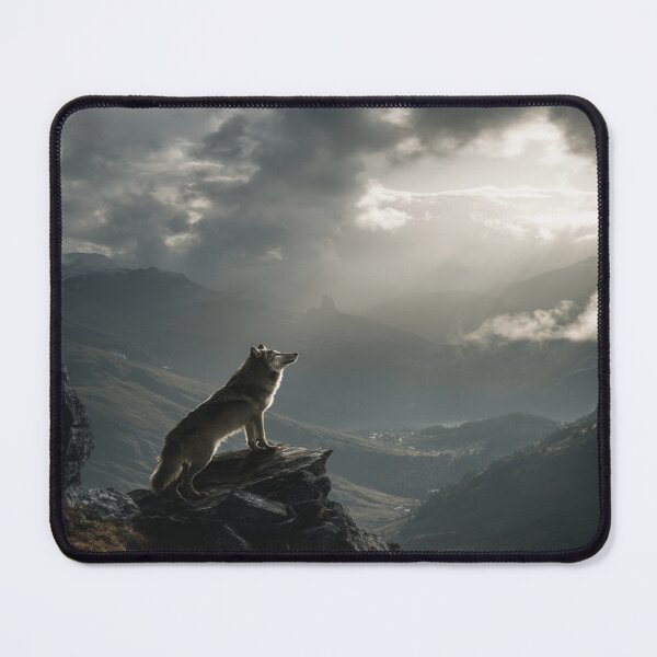Item preview, Majestic Wolf on Mountain Cliff Wilderness Scene designed and sold by NicolasGlowArt.