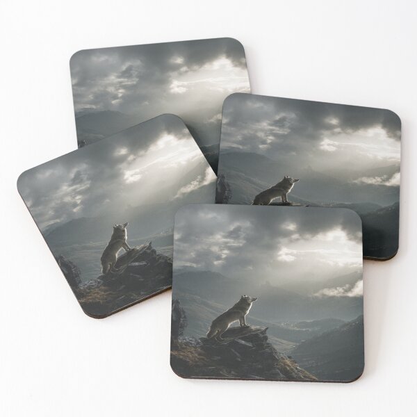 Item preview, Majestic Wolf on Mountain Cliff Wilderness Scene designed and sold by NicolasGlowArt.