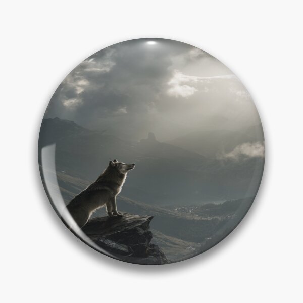 Item preview, Majestic Wolf on Mountain Cliff Wilderness Scene designed and sold by NicolasGlowArt.