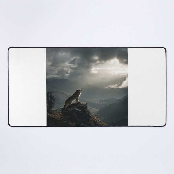 Item preview, Majestic Wolf on Mountain Cliff Wilderness Scene designed and sold by NicolasGlowArt.