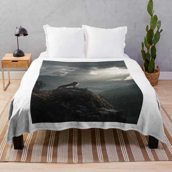 Item preview, Majestic Wolf on Mountain Cliff Wilderness Scene designed and sold by NicolasGlowArt.