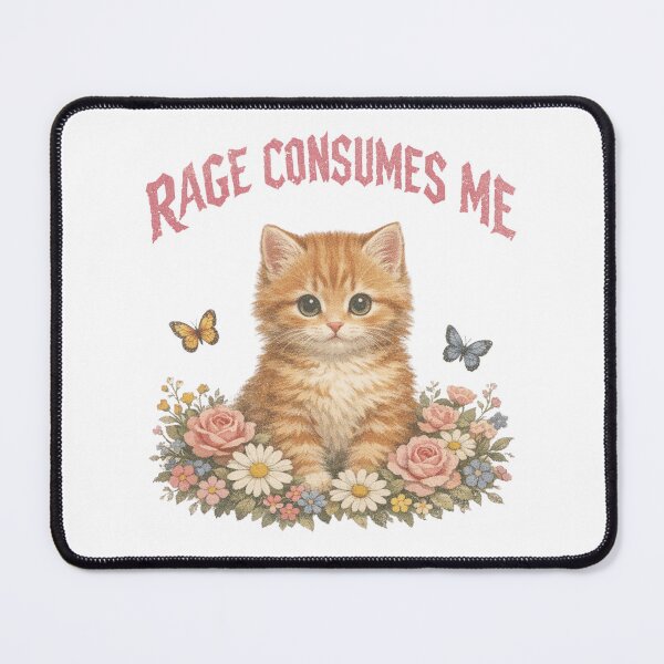 Item preview, Cute Vintage Kitten Rage Consumes Me Funny Floral Cat Meme designed and sold by will freed18.