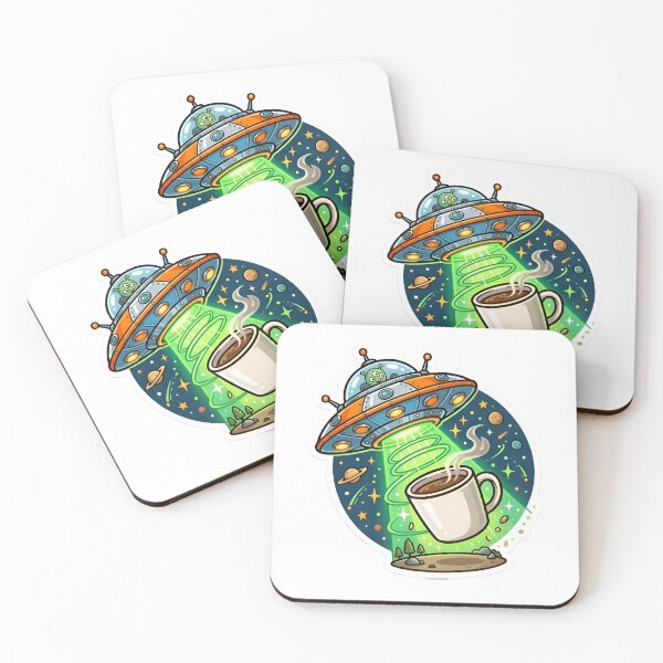 Item preview, Alien abduction coffee cup, funny space UFO sticker designed and sold by AlanyaArtX.