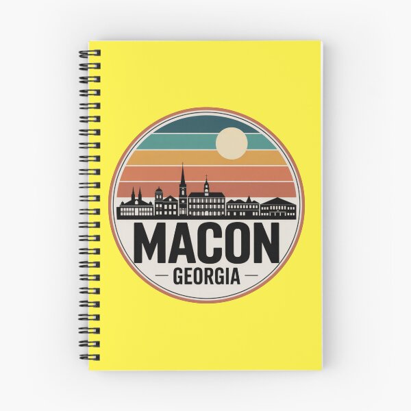 Item preview, Macon Georgia: Retro Blue Orange Brown Sunset Skyline Badge designed and sold by CircinusStore.