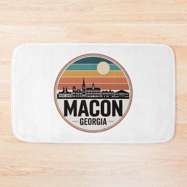 Item preview, Macon Georgia: Retro Blue Orange Brown Sunset Skyline Badge designed and sold by CircinusStore.