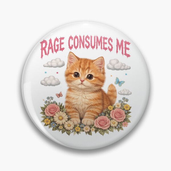 Item preview, Vintage Kitten Rage Consumes Me Funny Cute Cat Meme Floral designed and sold by will freed18.