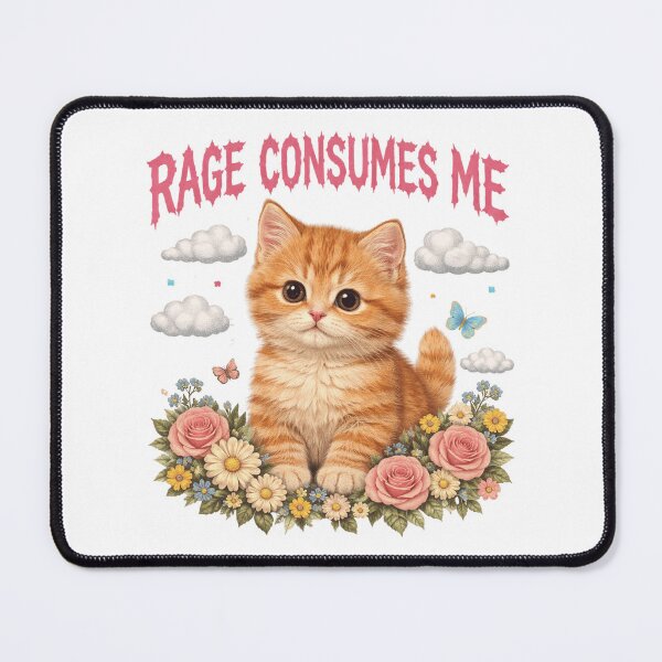 Item preview, Vintage Kitten Rage Consumes Me Funny Cute Cat Meme Floral designed and sold by will freed18.