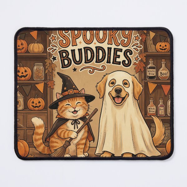 Item preview, Spooky Buddies – Cute Halloween Cat and Dog Costume Illustration designed and sold by Furfolkz.