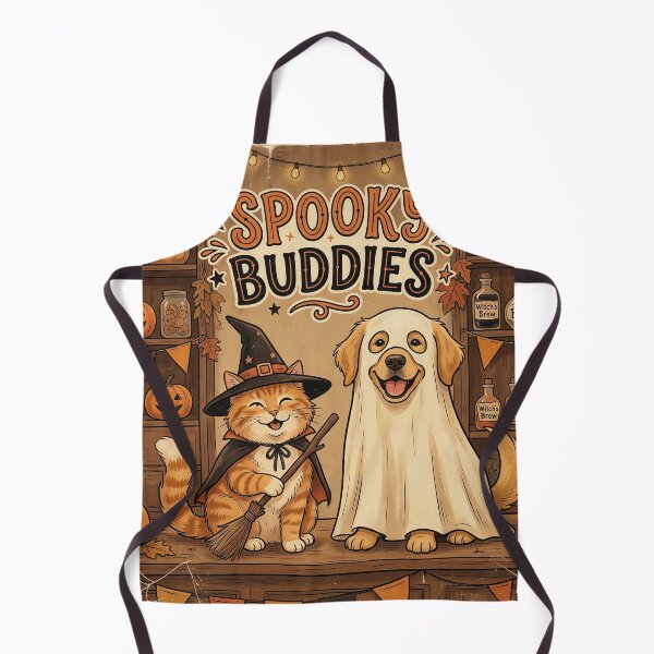 Item preview, Spooky Buddies – Cute Halloween Cat and Dog Costume Illustration designed and sold by Furfolkz.