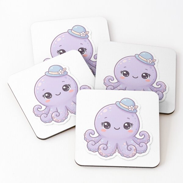 Item preview, Cute Purple Kawaii Octopus with Tiny Top Hat designed and sold by StickCore.