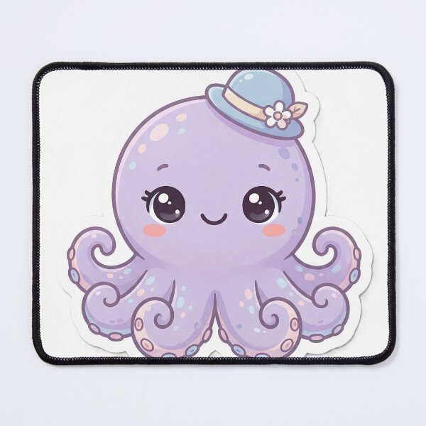 Item preview, Cute Purple Kawaii Octopus with Tiny Top Hat designed and sold by StickCore.