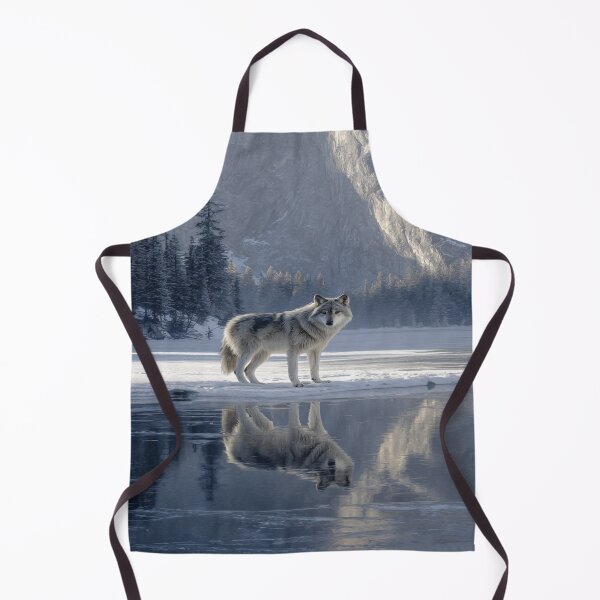 Item preview, Majestic Gray Wolf Winter Lake Reflection designed and sold by NicolasGlowArt.