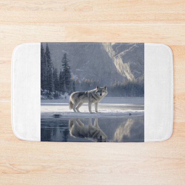 Item preview, Majestic Gray Wolf Winter Lake Reflection designed and sold by NicolasGlowArt.