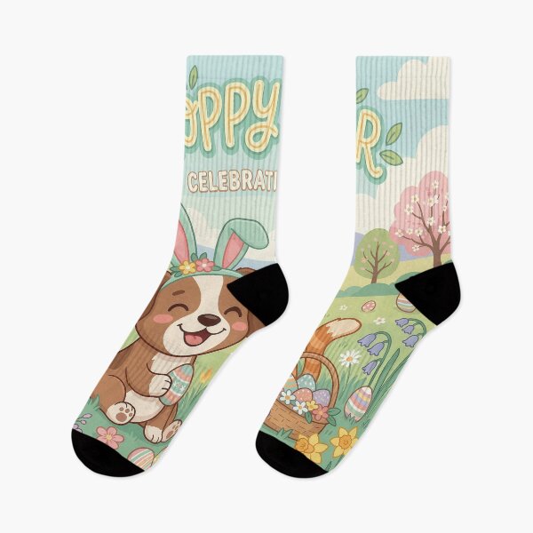 Item preview, Happy Easter Cute Cat and Dog – Adorable Easter Bunny Pets Spring Illustration designed and sold by Furfolkz.