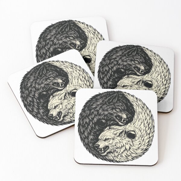 Item preview, Wolf Yin Yang | Spiritual Balance Art – Gift for Nature Enthusiasts – Intricate Monochrome Illustration designed and sold by avinigav.
