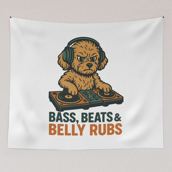 Item preview, DJ Maltipoo: Bass, Beats & Belly Rubs Retro Design designed and sold by Pineapple-Tree.